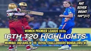 Nat Sciver-Brunt 100 | RCB vs MI WPL 2026 Highlights | Match 16 Vadodara