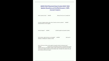 ALEKS Math Placement Exam Latest 2024 2025 Update Questions and Verified Answers 100 Correct Grade A