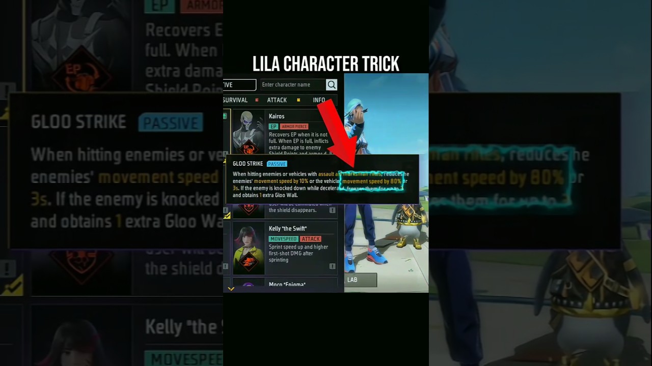 LILA CHARACTER TRICK 🔥 free fire Lila character combination 
