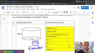 Volume of a Cylinder Bh walkthrough