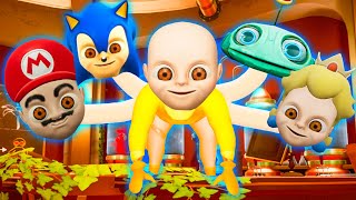 NEW BABY?! Mario VS Sonic VS NEWT?! Funny Moments in Baby In Yellow