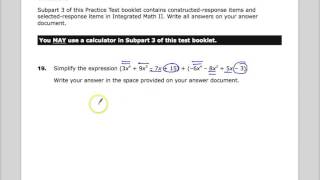 Question 4 -  Integrated Math 2 - (Question 8 - Algebra 1) -   TNReady Practice Test