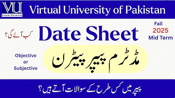 vu date sheet 2025 | vu mid term exams paper pattern | date sheet excepted date