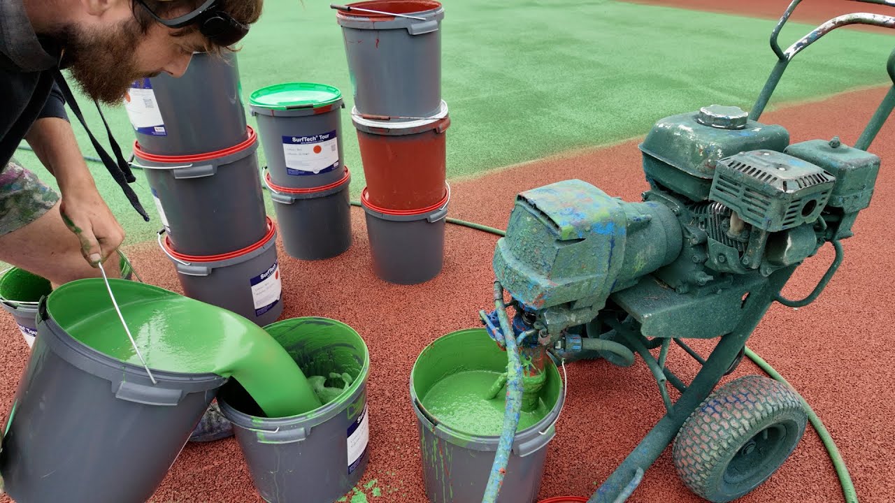 Tennis court painting refurbishment