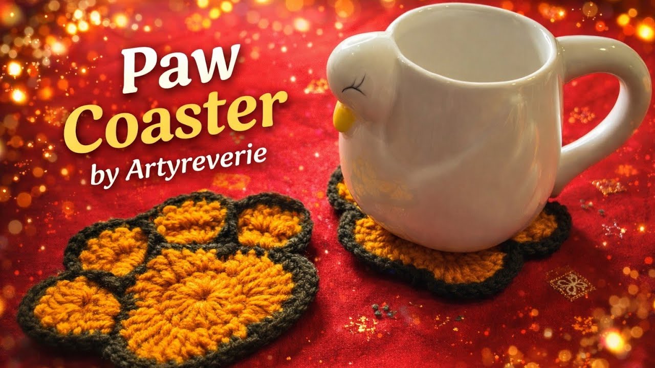 Learn how to make paw crochet coaster 
