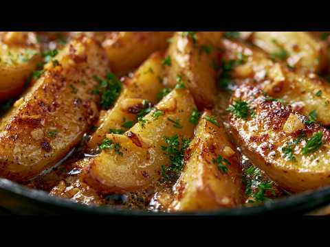 Golden Garlic Butter Potatoes | Crispy Skillet Potatoes Recipe | Easy Potato Side Dish