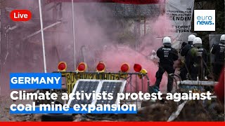 German climate activists protest against coal mine expansion