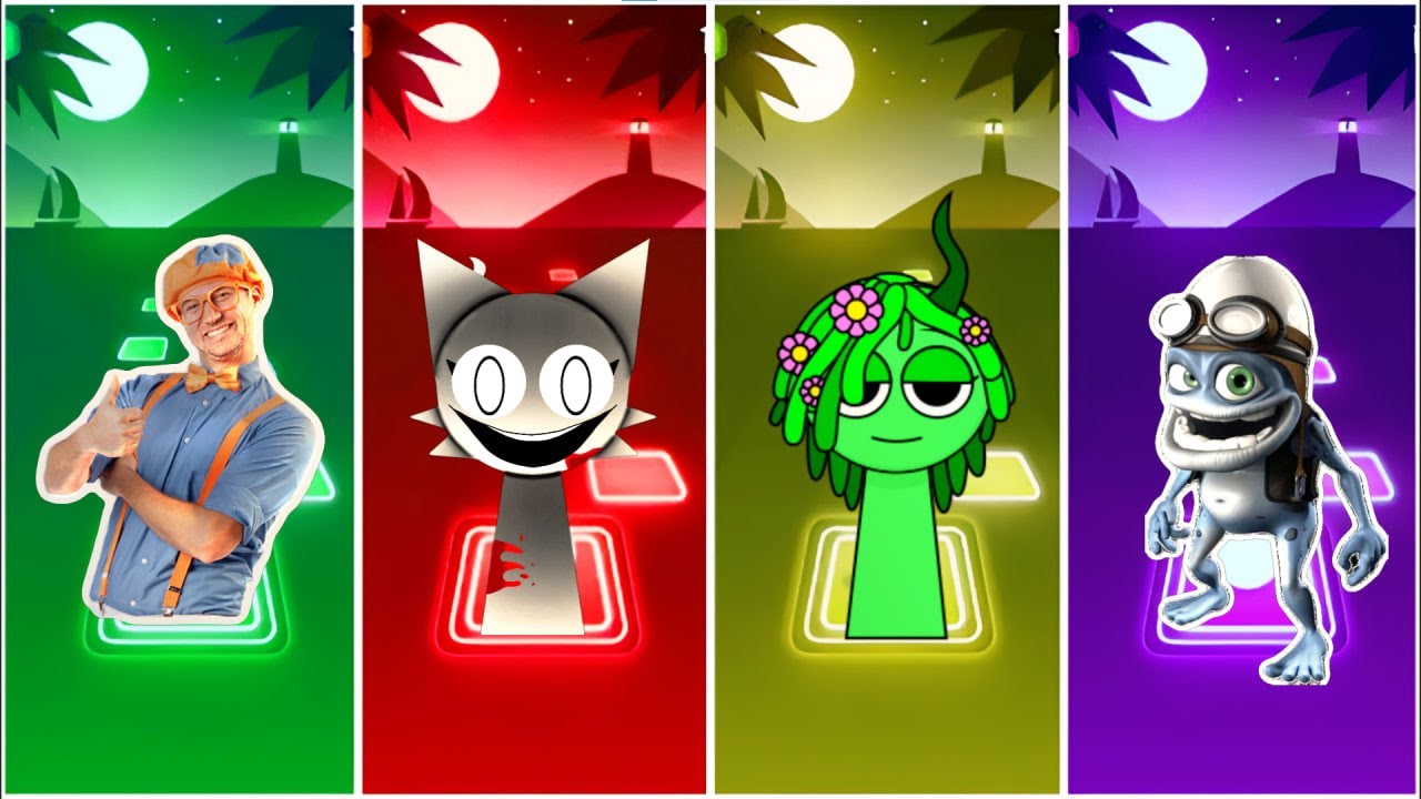 Bilippi  🆚 Sprunki 🆚Crazy Frog | Who Is Best?🎯 in Tiles Hop EDM Rush🎶