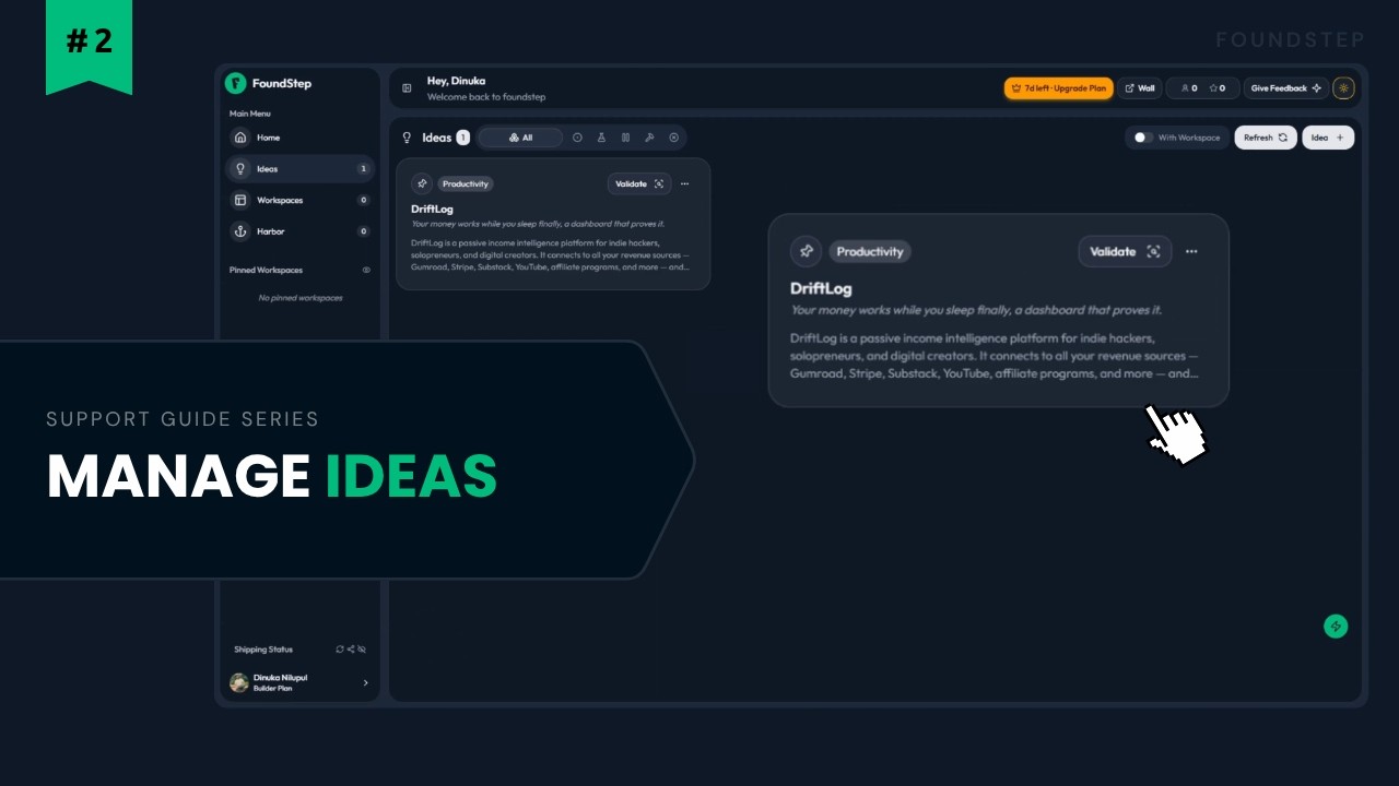 Manage ideas with FoundStep