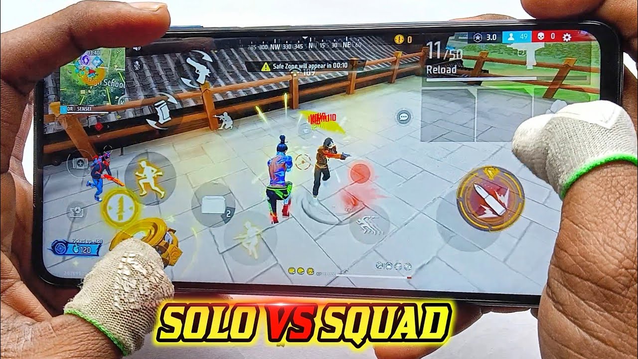 POCO X3 PRO 📲 SOLO VS SQUAD FREE FIRE HANDCAM GAMEPLAY - 4 finger HUD 🔥