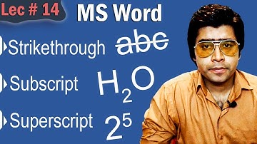 14 strikethrough, subscript, superscript | MS Word | MS Office | Urdu/Hindi