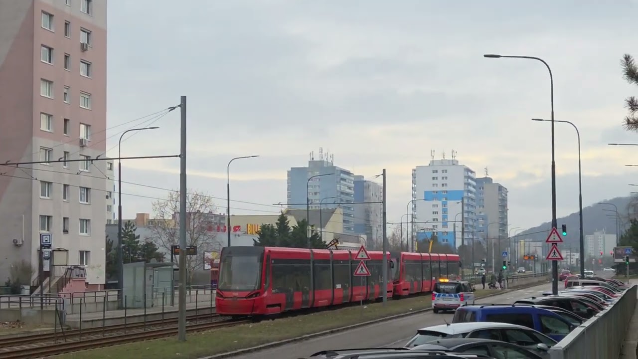 Škoda29T#7446 pulls Škoda29T#7438 with broken pantograph, Bratislava-Dúbravka,Sunday, 08.02.202