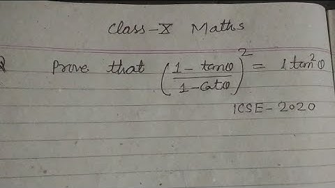 Prove that (1- Tantheta/1-Cottheta)²= tan²theta | icse class 10 Maths trigonometry | icse class 10