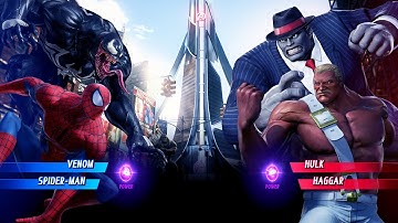 Venom & Spiderman vs Hulk & Haggar (Very Hard) - Marvel vs Capcom | 4K UHD Gameplay