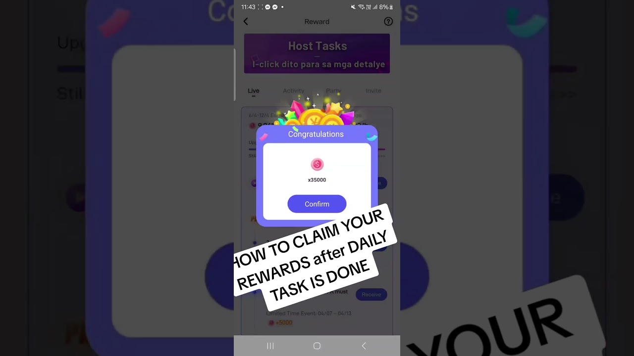 HOW TO CLAIM YOUR REWARDS in Poppo Live after your task is done 