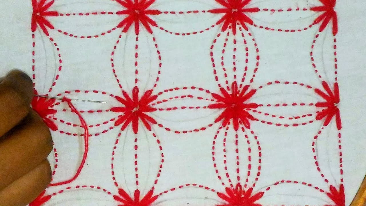 Simple Nakshi Kantha Design embroidery,Nakshi kantha stitch,খুব সহজ ...
