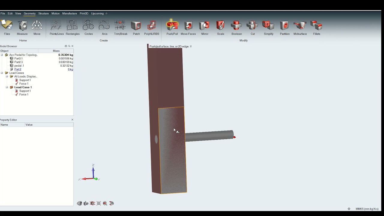 Topology optimization of an Acceleration Pedal Component using Altair ...