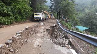 Road clearance after landslide on Dehradun–Mussoorie road