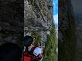 I climb a mountain using a fixed rope route - 360 camera live action
