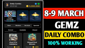 Gemz daily combo today 8-9 March | gemz daily combo card | today Combo gemz