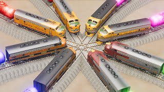 Impossible Multiple Overlapping Rail Tracks Crossover Vs Trains Crossing - Beamng.drive
