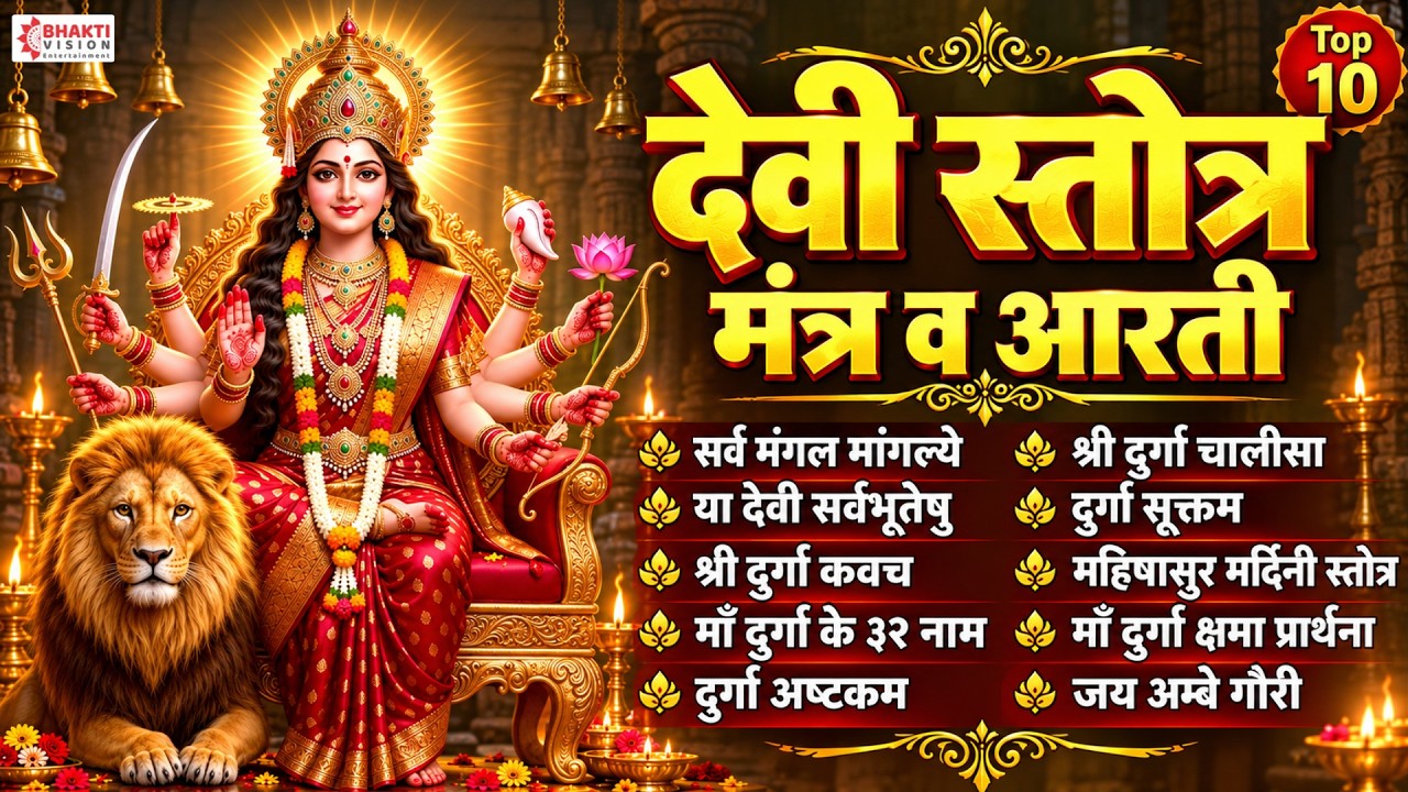 Top 10 Durga Devi Mantra & Stotra | देवी मंत्र, स्तोत्र व आरती | Navratri Special सर्व मंगल मांगल्ये