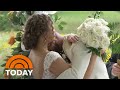 Overwhelmed groom sobs uncontrollably after kissing his bride
