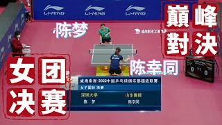 陈梦 VS 陈幸同 【2022乒超联赛女团决赛】2022.12.11