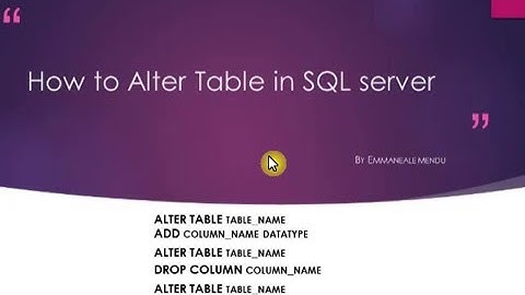 How to Alter Table in SQL Server