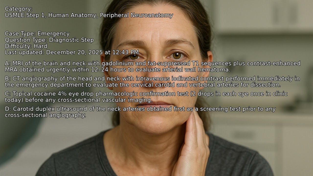 Peripheral Neuroanatomy, Human Anatomy, USMLE Step 1 - Full Vignette with Extended Explanations