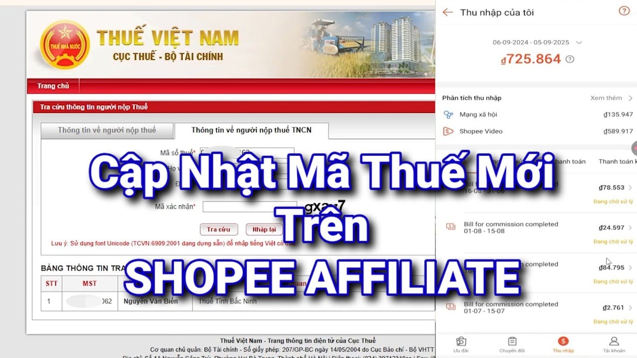Hướng Dẫn Cập Nhật Mã Số Thuế Mới Trên Tài Khoản Shopee Affiliate