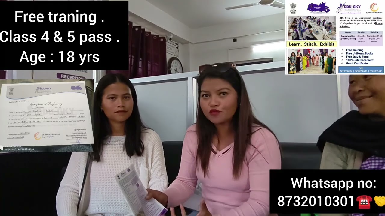 Free traning ,free uniform, book , free stay& food ,100% jop placement , govt certificate