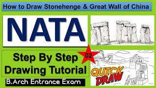 Nata Drawing | Step By Step Tutorial- 02 | Entrance Exam | Draw Stonehenge [NATA] [B.Arch]