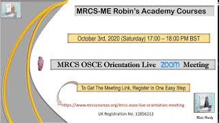 MRCS OSCE Orientation Live Zoom Meeting