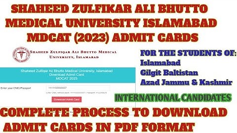 MDCAT roll number slip 2023 | How to download SZABMU Admit card in PDF  #szabmu #mdcat2023