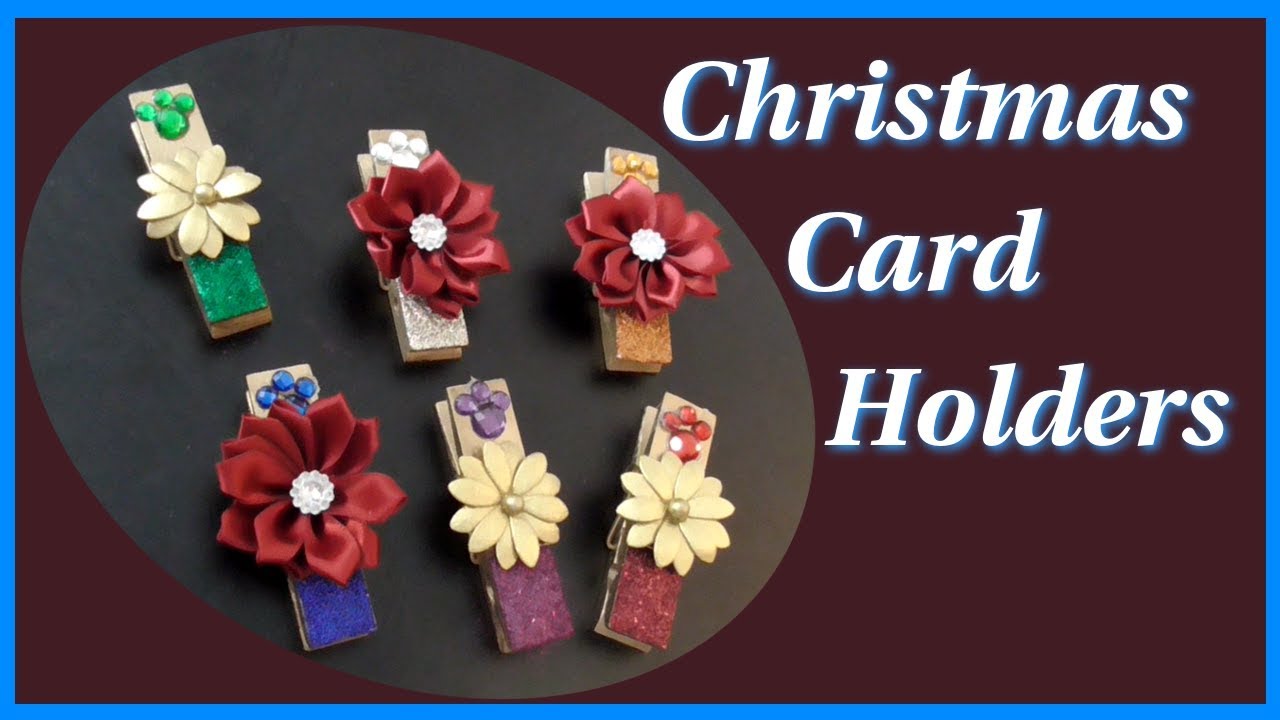 How To Make Sparkly Christmas Wooden Peg Card Holders DIY Craft