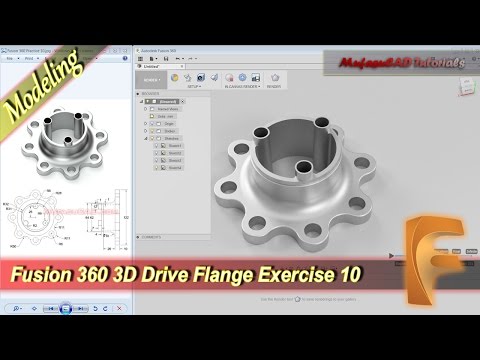 Fusion 360 3D Drive Flange Tutorial Beginner Practice 10