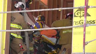 Construction Workers Falls 3 Stories, Rescue in Downtown Riverside #stringer #ochawk #media