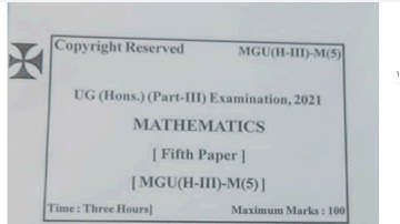 Munger University// part-3 paper-5//MATH HONOUR objective solution BY-Professor