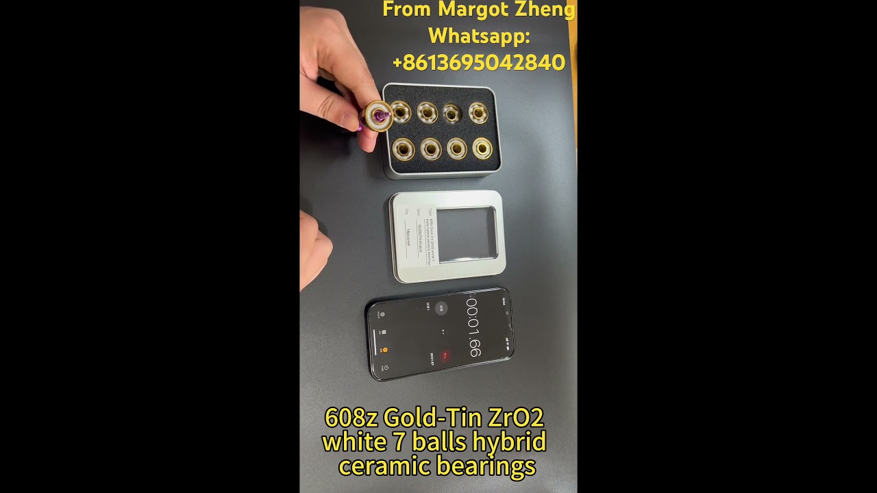 608z Gold-Tin ZrO2 white ball hybrid ceramic bearings. 