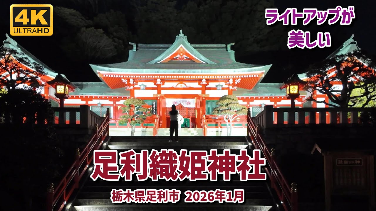 足利織姫神社 夜のライトアップが美しい 2026年1月