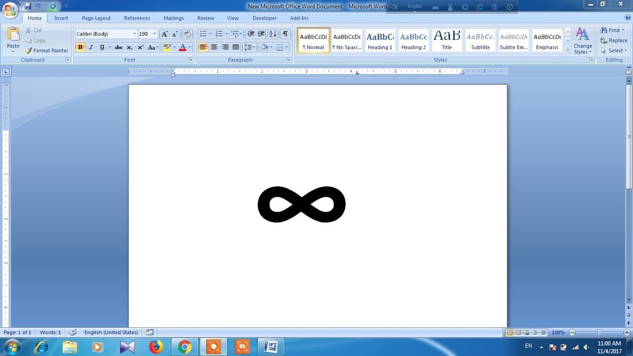 How to type Infinity symbol in word - YouTube