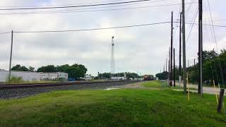 Northbound KCS 4805 leads empty grain train, Rosenberg Texas 10/2/2021