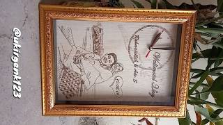 MEMBUAT KADO UNIK, Hiasan jam dinding lukis bakar (Pyrography)