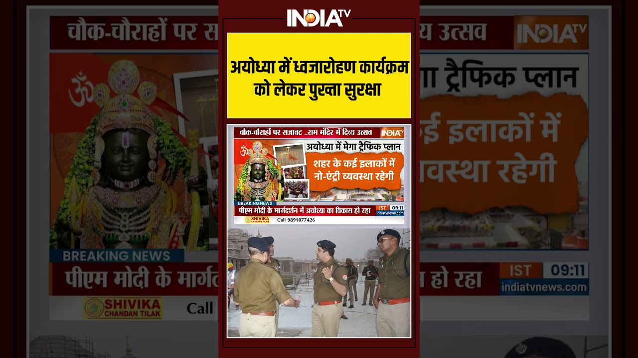 Ayodhya | Ram Mandir :  अयोध्या में ध्वजारोहण कार्यक्रम को लेकर पुख्ता सुरक्षा | Ram | Ram Lalla