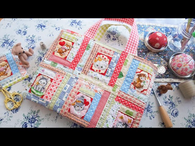 DIY】100均材料だけでパッチワークを楽しむ＊子猫のログキャビンで