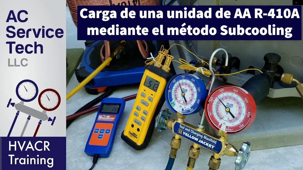 Carga de una unidad de AA R-410A con muy poco refrigerante, mediante el método Subcooling