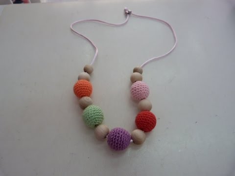📿 Como hacer un collar de lactancia ✂ para bebé con bolas de crochet. 