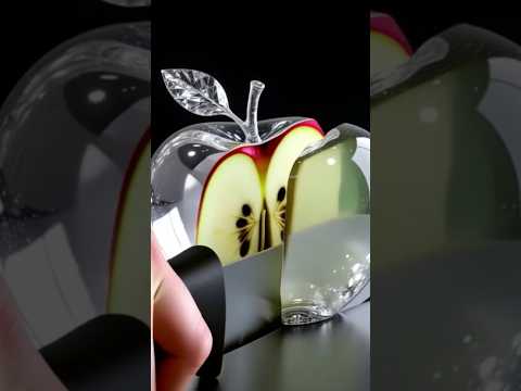 유리로 덮인 사과를 자르는 ASMR 쇼츠 🍎✨