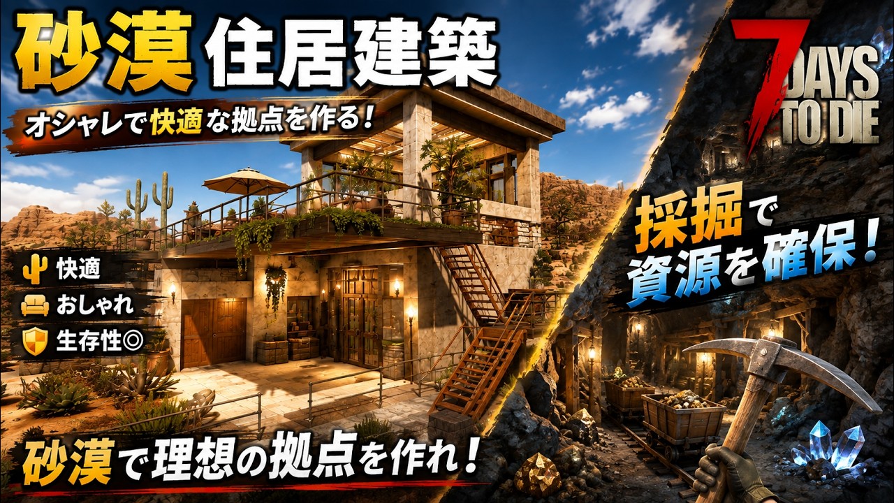 【 #7DTD 】砂漠拠点建築だぞ！90分設定＃９【 #新人vtuber  】【V3.1】【 #ぽんこつアライブ 】